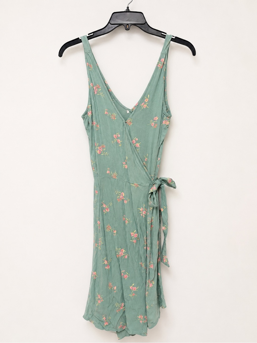 American Eagle Outfitters Sage Green Floral Mini Wrap Dress